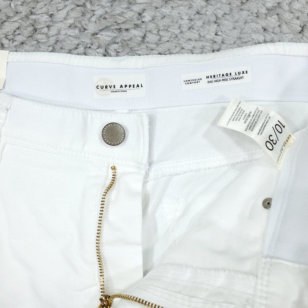 Curve Appeal Rae High Rise Straight Jeans Size 10 30 White Concealed Comfort - Picture 4 of 8